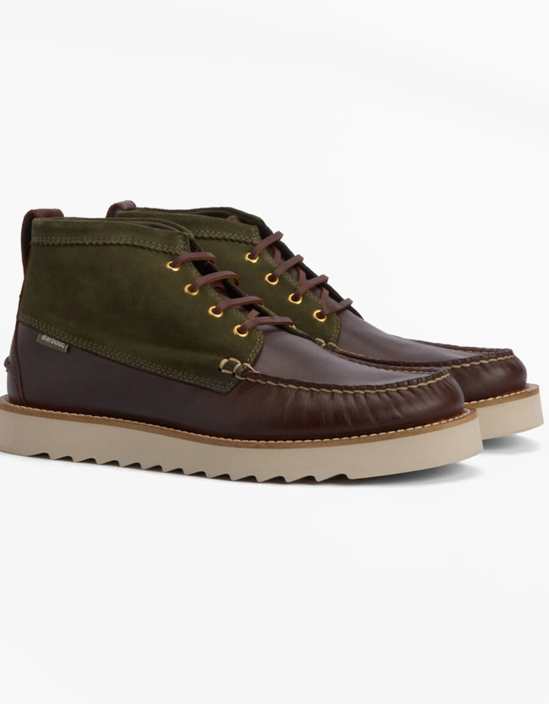 HADSTON Mens Chukka Boots Olive/Dark Brown