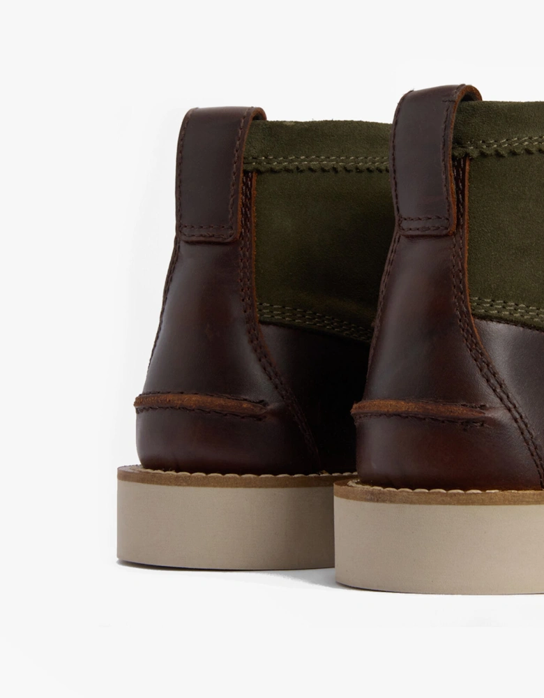HADSTON Mens Chukka Boots Olive/Dark Brown