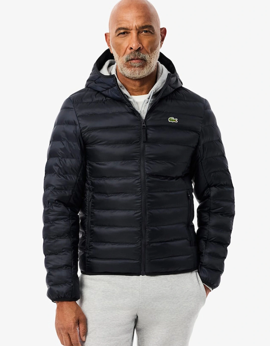 Lacoste Men's Black Water-Repellent Quilted Puffed Jacket  Size 58 46 Chest