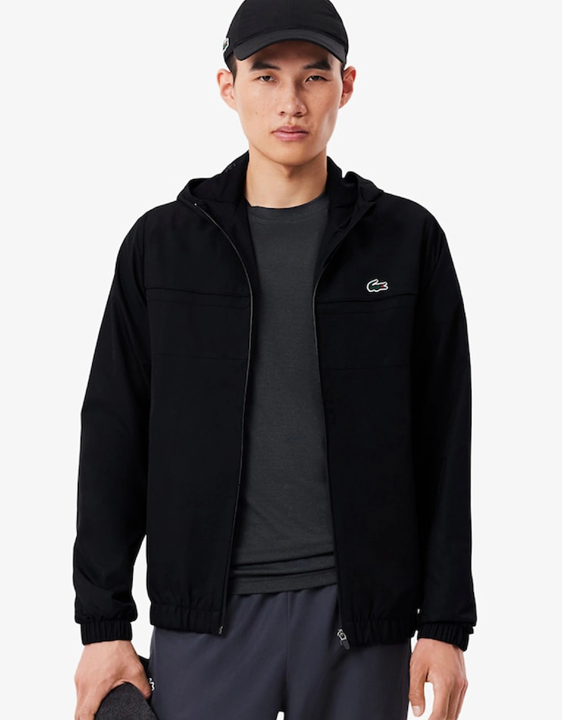 Lacoste Men's Black Water-Repellent Sport Track Jacket  Small