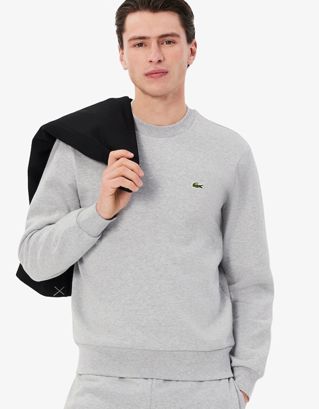 Lacoste Men's Grey Fleece Crew Neck Sweatshirt  Medium