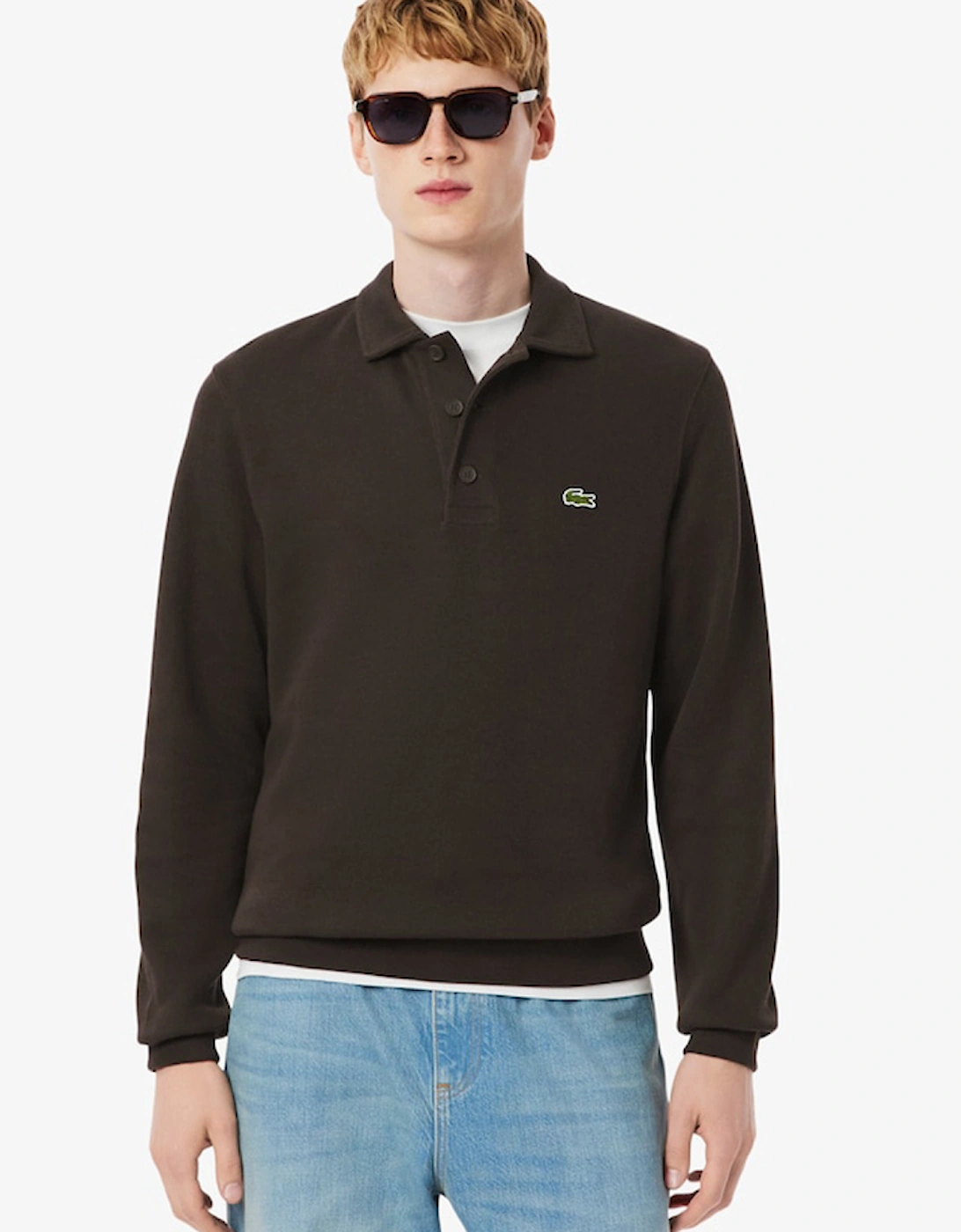Ribbed Cotton Polo Collar Sweatshirt, 4 of 3