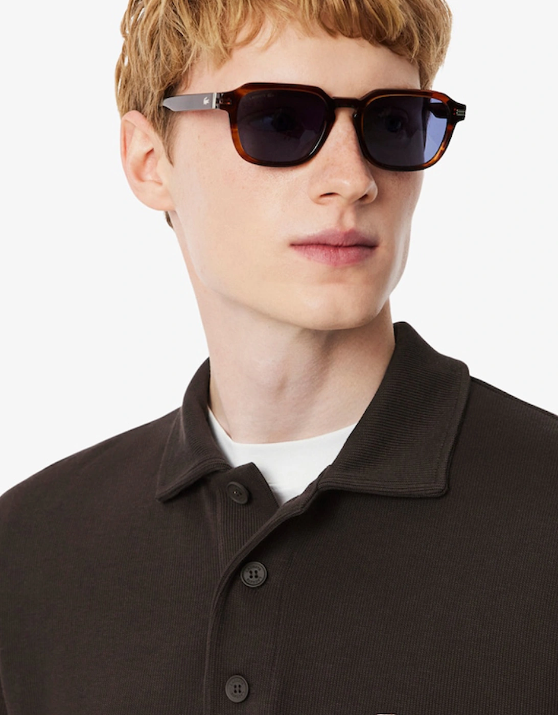 Ribbed Cotton Polo Collar Sweatshirt