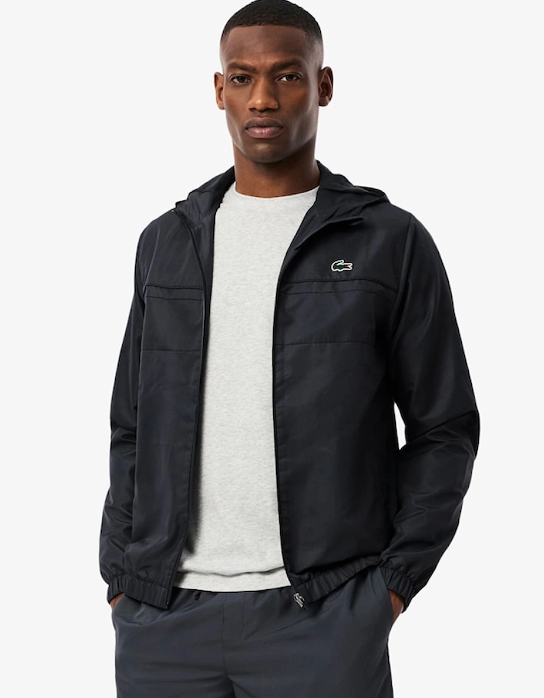 Lacoste Men's Black Water-Repellent Sport Track Jacket  7 Xxl