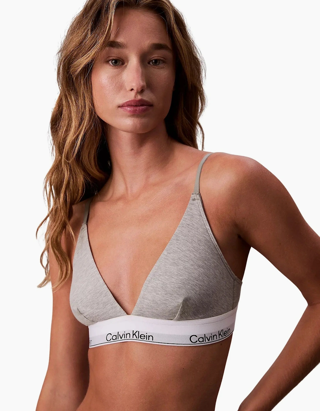 Calvin Klein Women's Grey Icon Cotton Modal Unlined Triangle Bra, Heather  Xxs