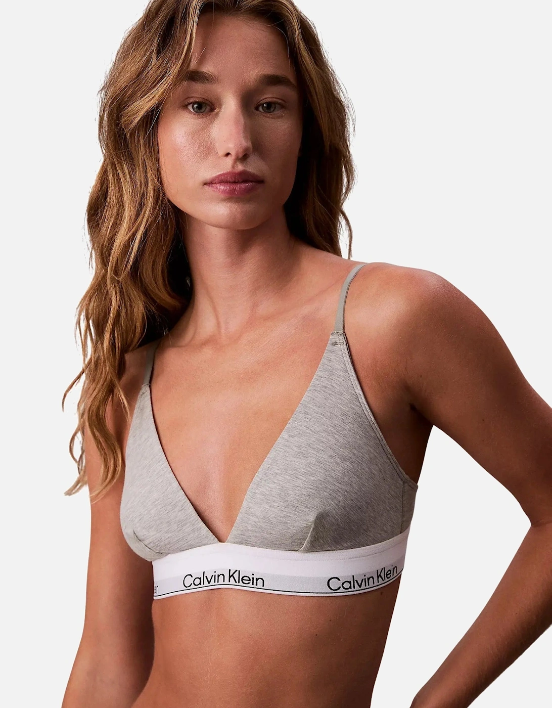 Icon Cotton Modal Unlined Triangle Bra, Heather Grey, 6 of 5
