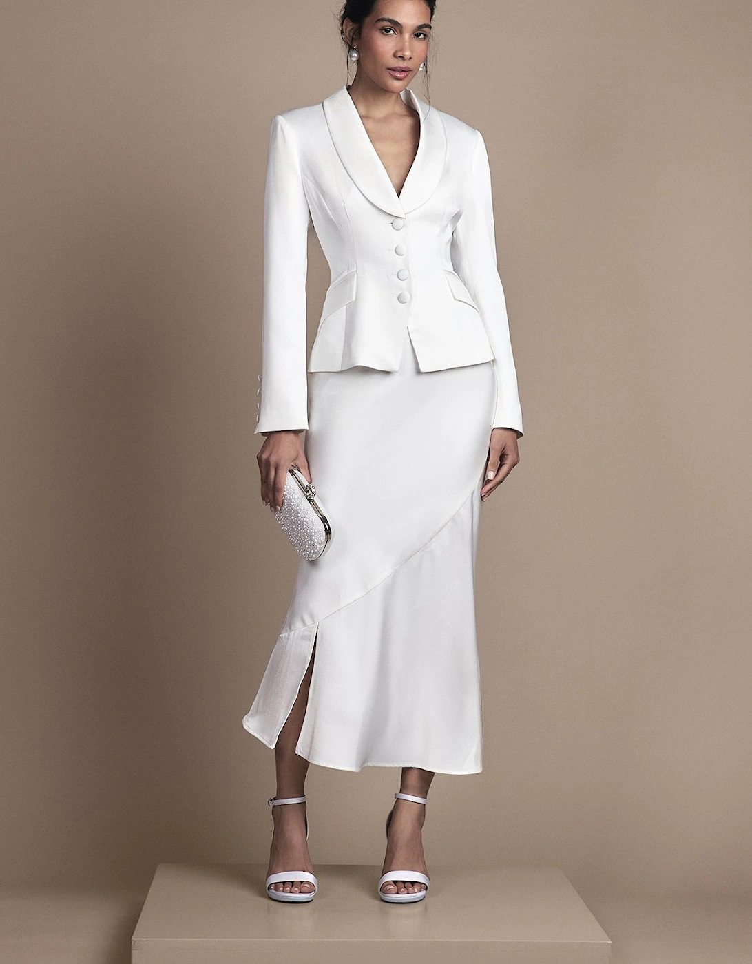 Bridal Satin Detail Fitted Skirt, 2 of 1