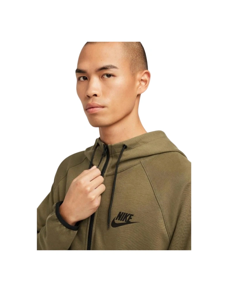 Khaki Green Hooded Zip - Up Jumper