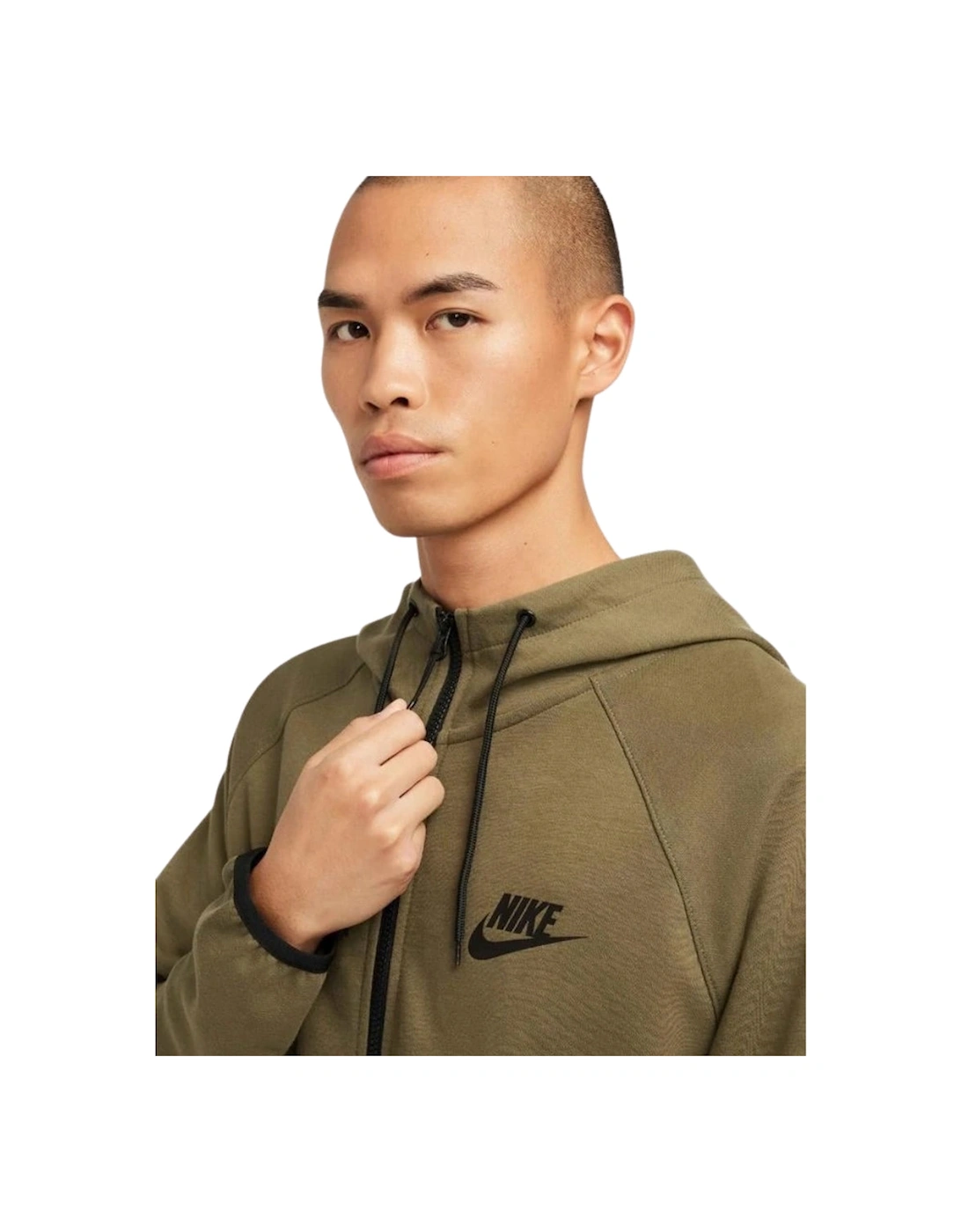 Khaki Green Hooded Zip - Up Jumper