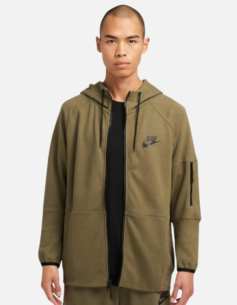 Khaki Green Hooded Zip - Up Jumper