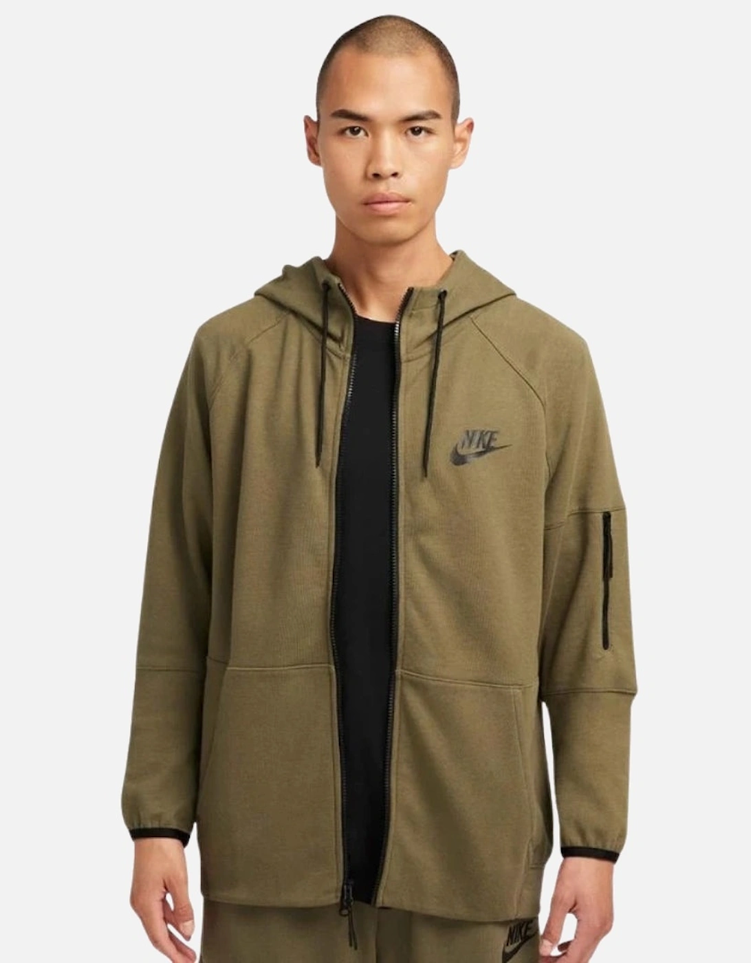 Khaki Green Hooded Zip - Up Jumper