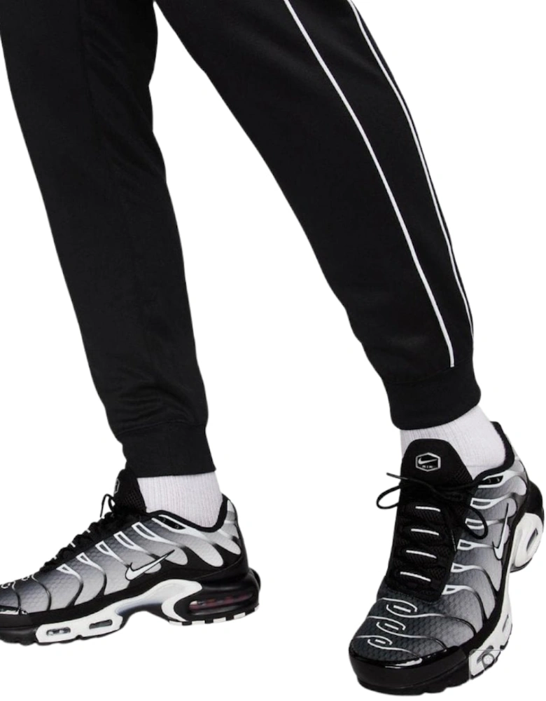 Striped Hem Black Joggers