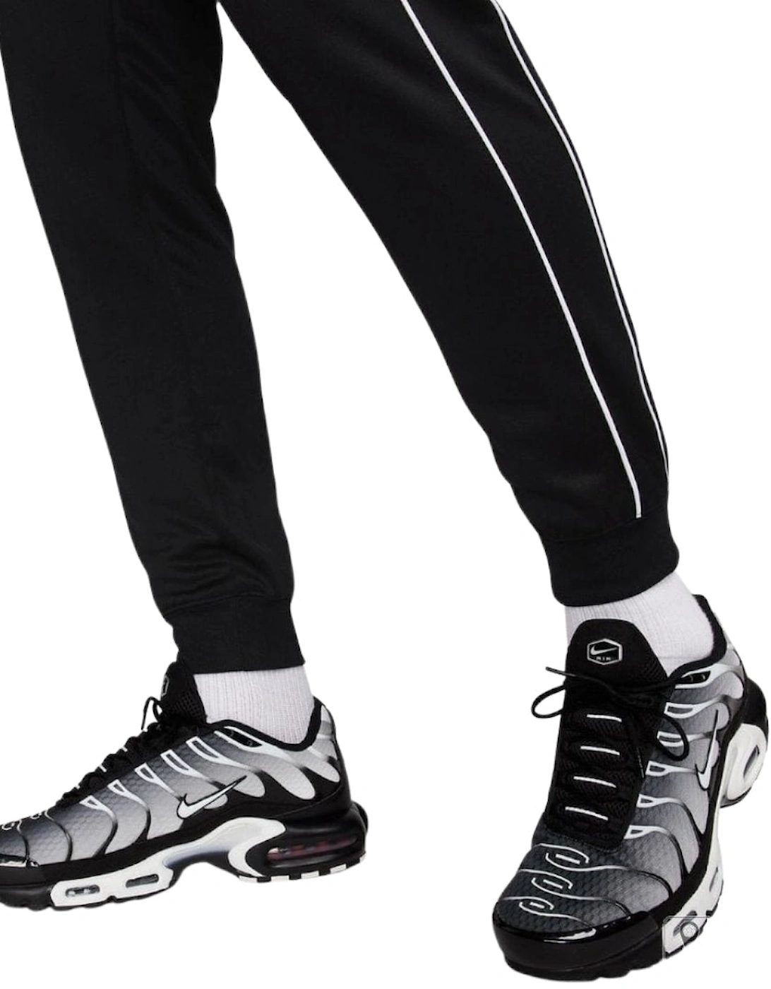 Striped Hem Black Joggers