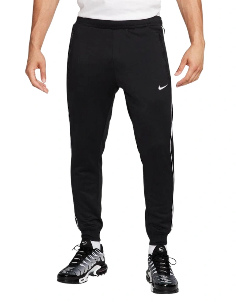 Striped Hem Black Joggers