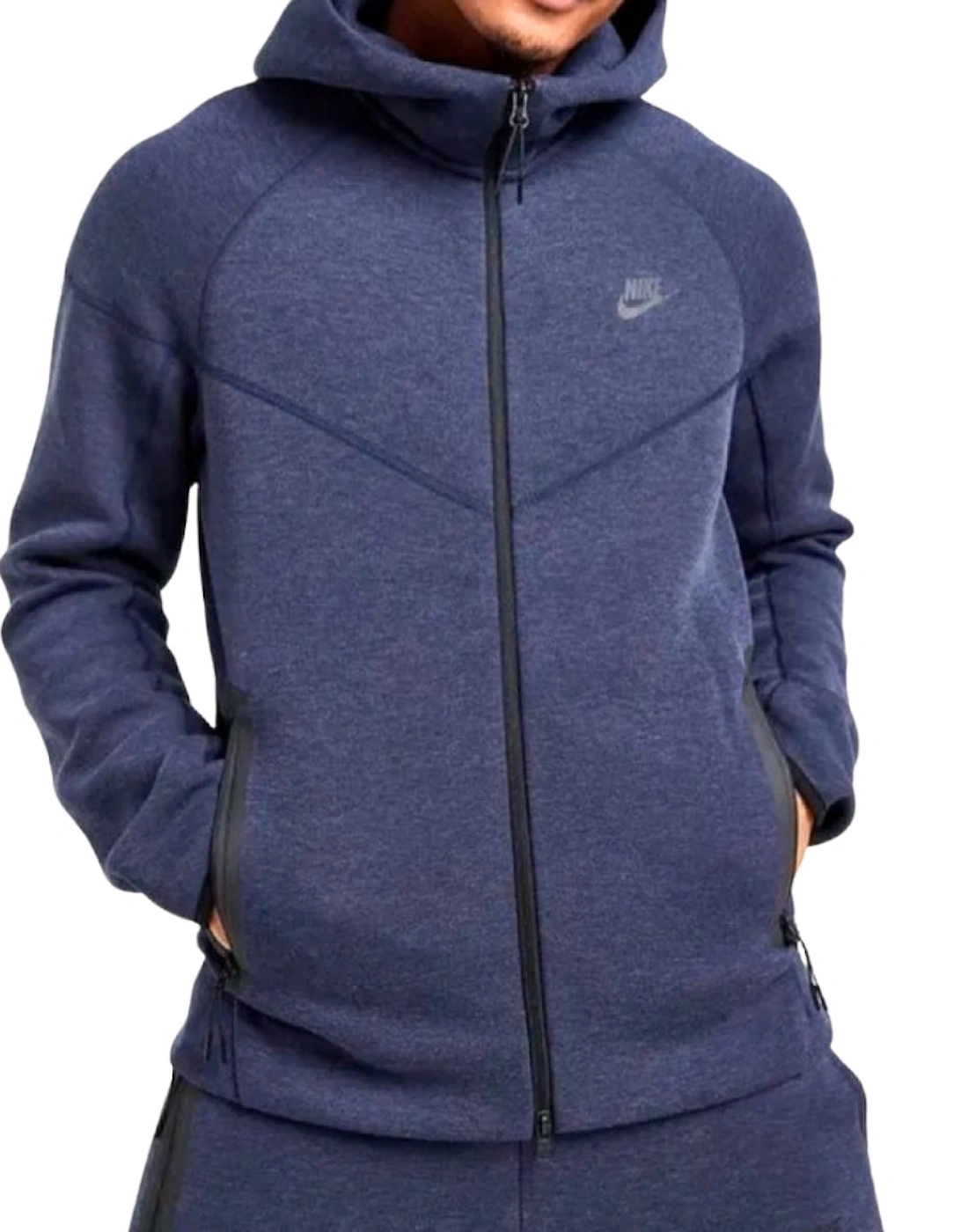 Navy Blue Hooded Zip-Up Jumper