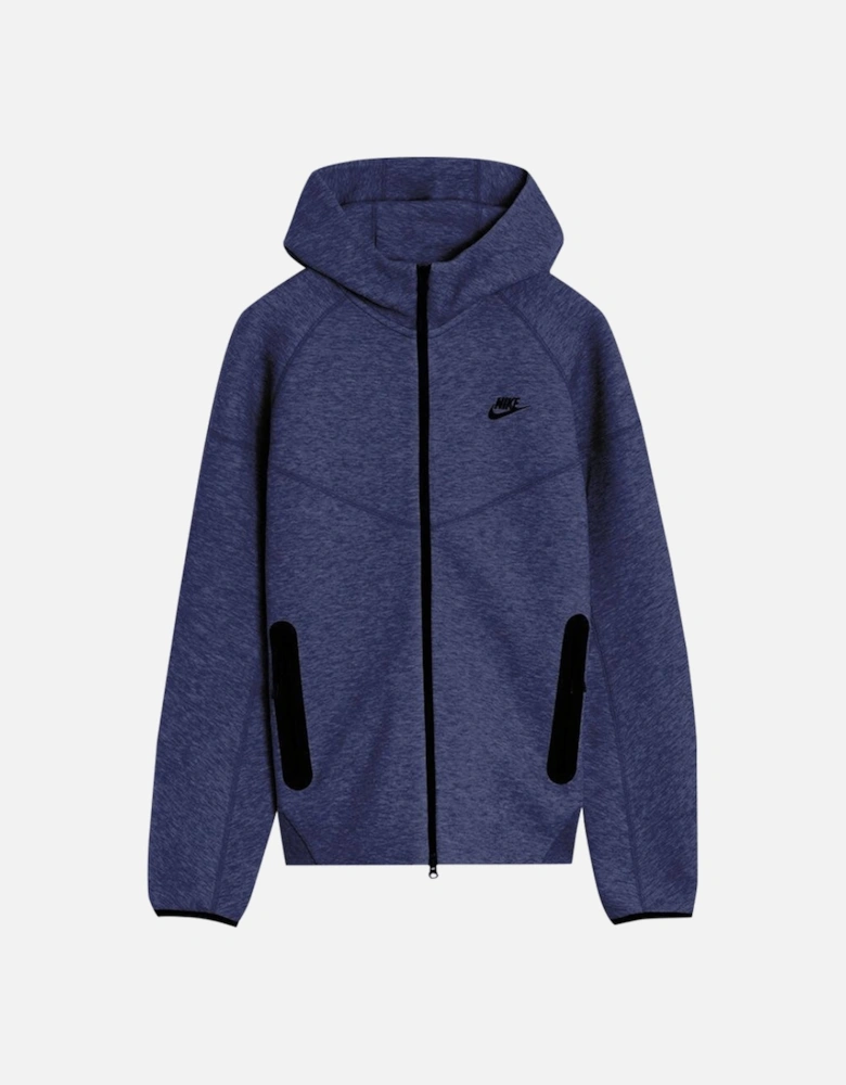 Navy Blue Hooded Zip-Up Jumper