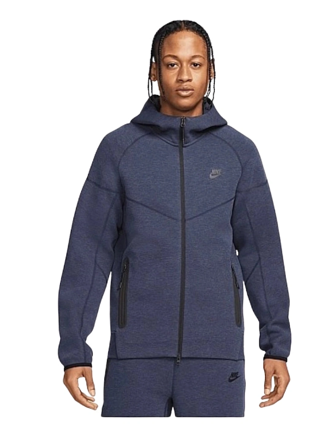 Navy Blue Hooded Zip-Up Jumper