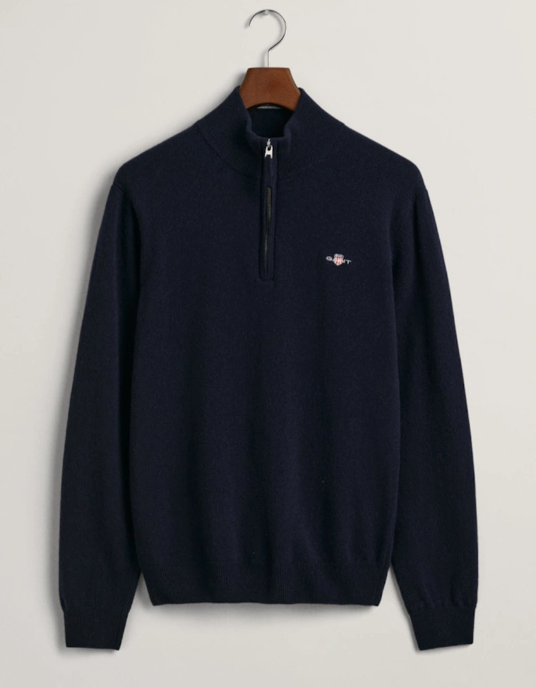 Superfine Lambswool Half Zip Top, Marine