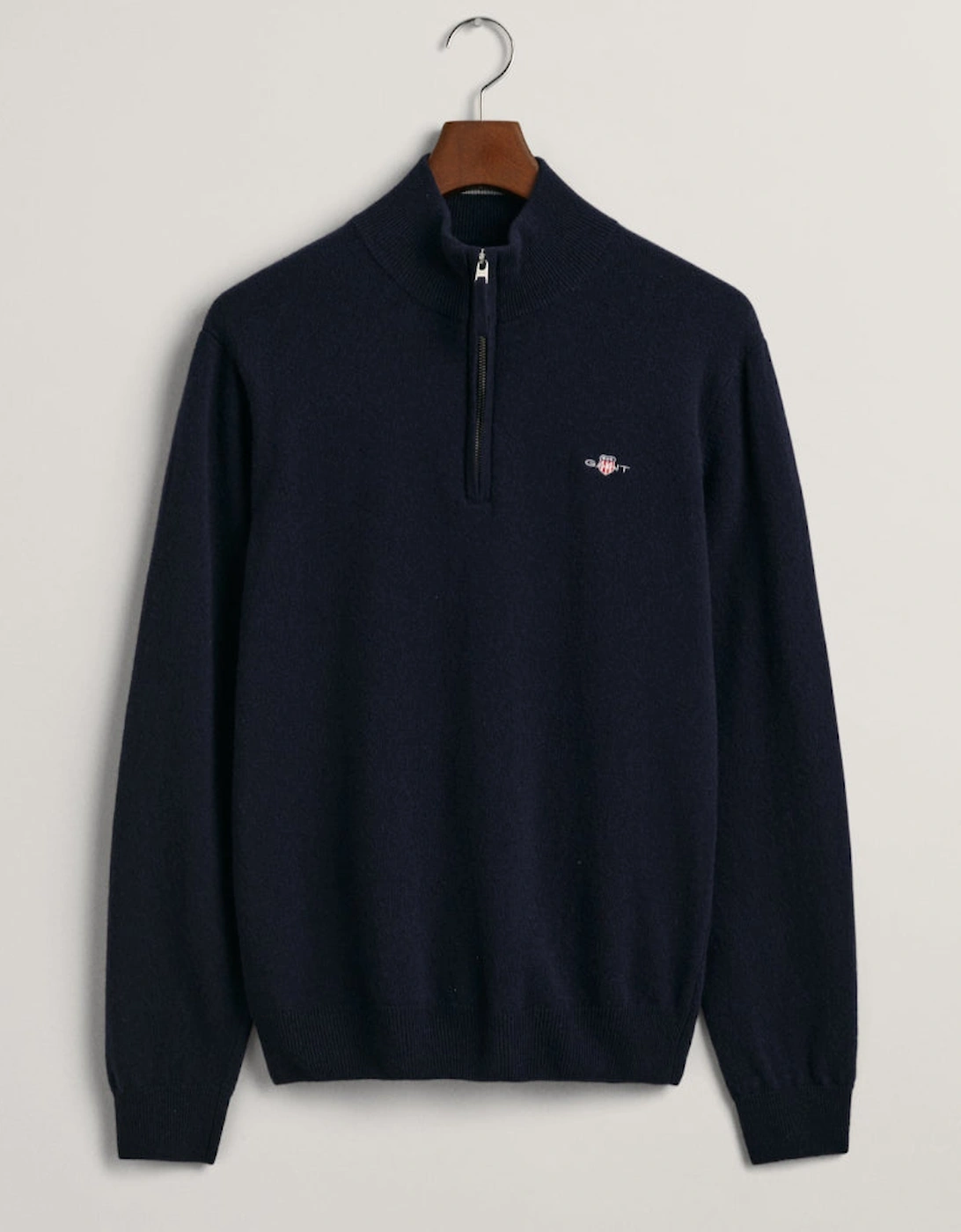 Superfine Lambswool Half Zip Top, Marine, 2 of 1