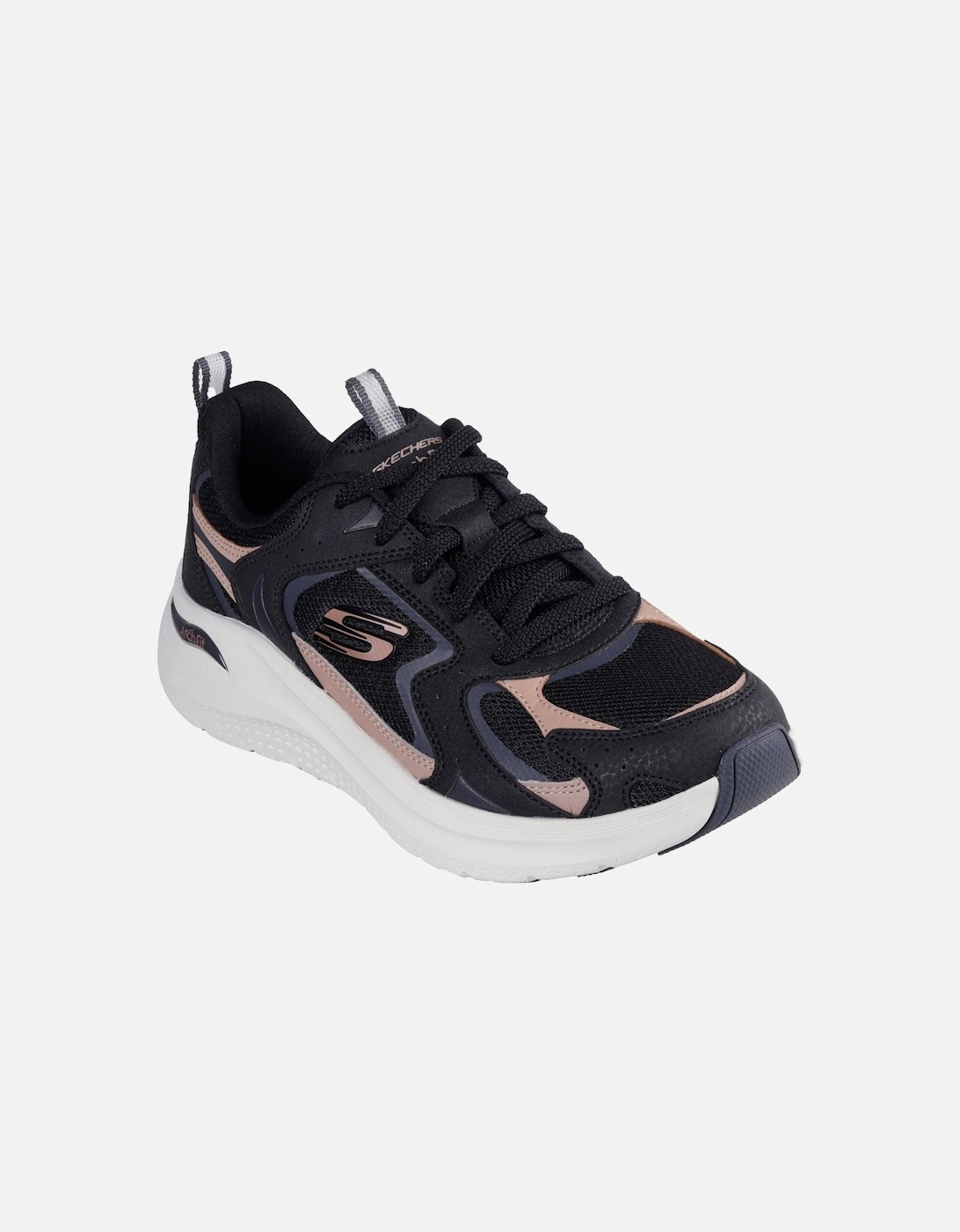 Arch Fit 2.0 Vintage Luxe Leather Women's Black/Rose Gold Trainers, 3 of 2