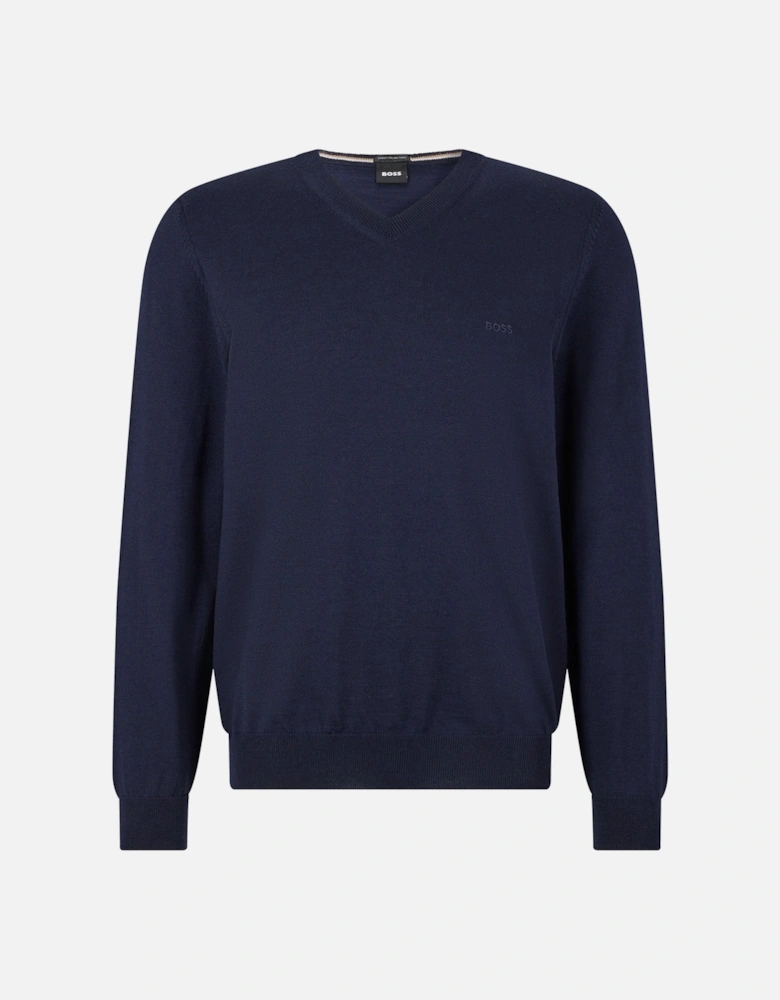 Boss Baram-l V-neck Knitwear Dark Blue