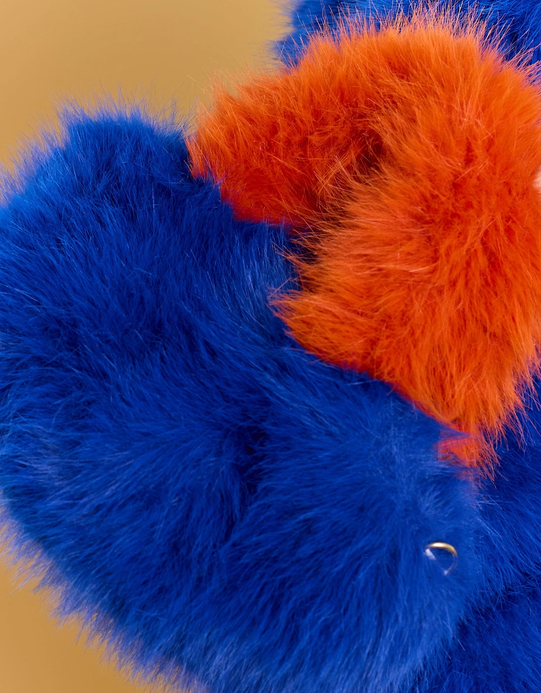 Blue and Orange Bamboo Faux Fur Bag