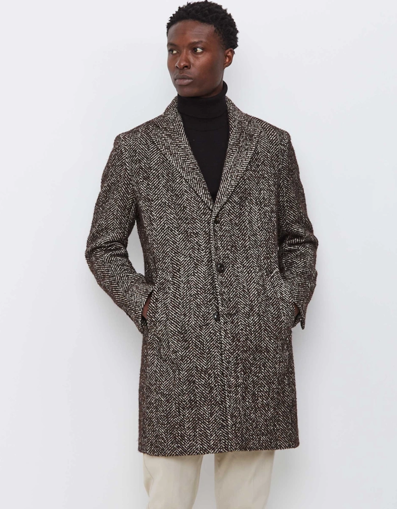 Wool Herringbone Overcoat