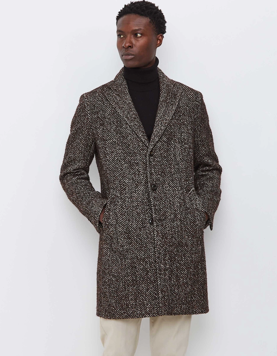 Wool Herringbone Overcoat