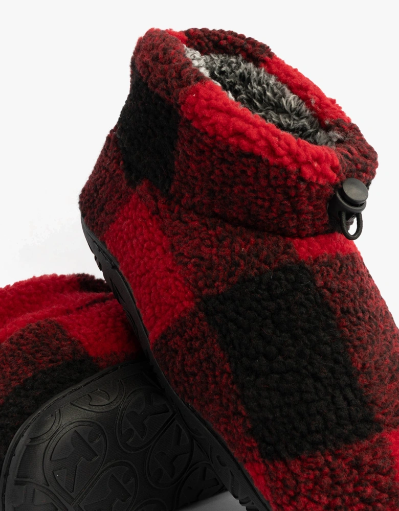 NEESON Mens Sherpa Boots Red / Black Check