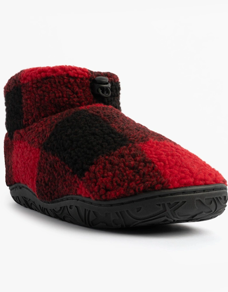 NEESON Mens Sherpa Boots Red / Black Check