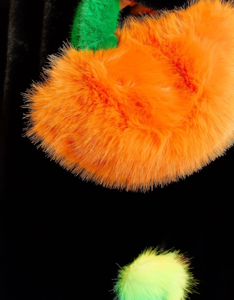 Orange and Green Bamboo Faux Fur Bag