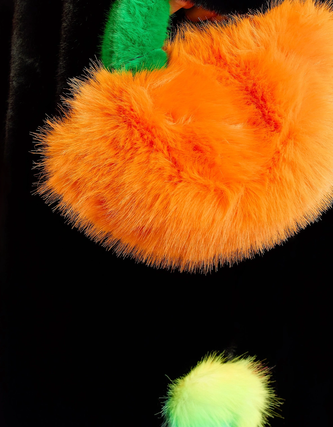 Orange and Green Bamboo Faux Fur Bag