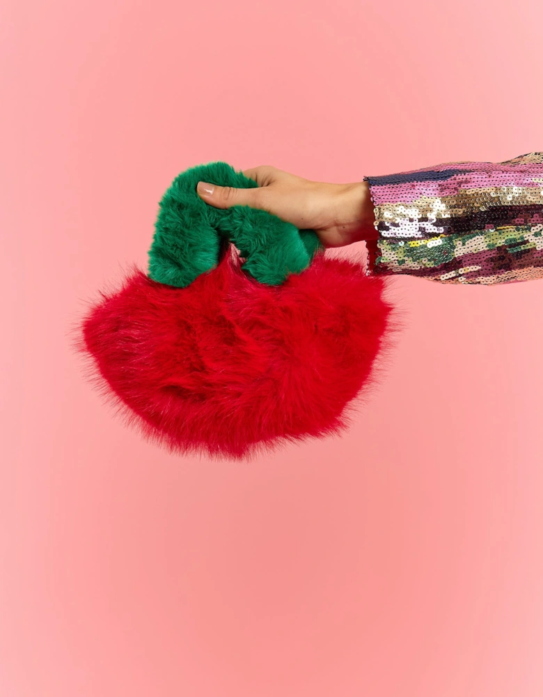 Red and Green Bamboo Faux Fur Bag