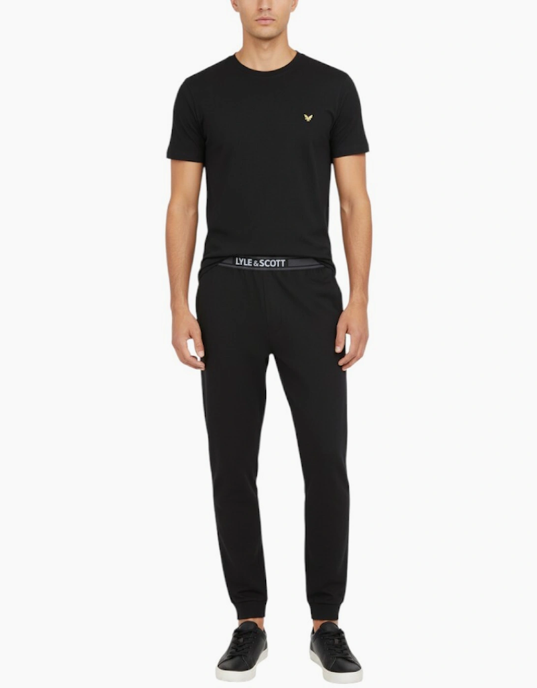 Men's Lyle and Scott Mens Pyjama Set T Shirt Pants Sleepwear Loungewear Lounge Set New - Black - Size: 35/34/32
