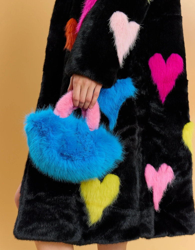 Blue and Pink Bamboo Faux Fur Bag