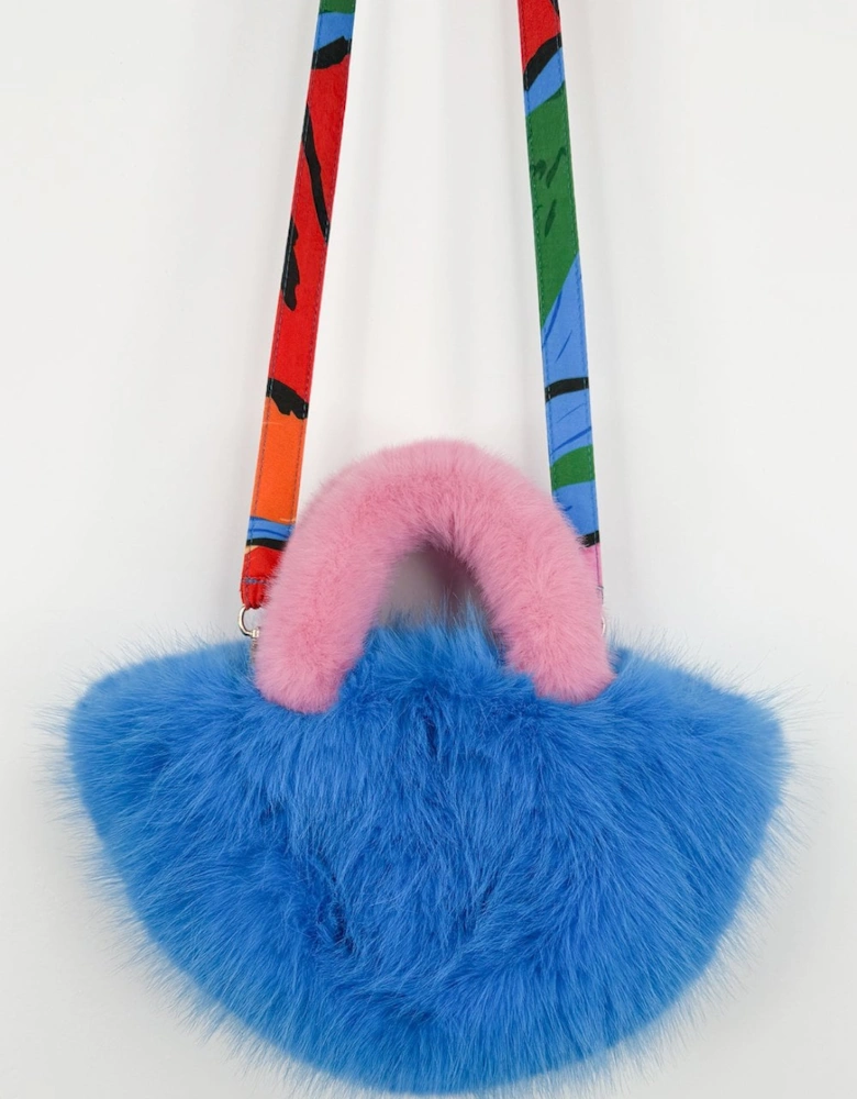 Blue and Pink Bamboo Faux Fur Bag