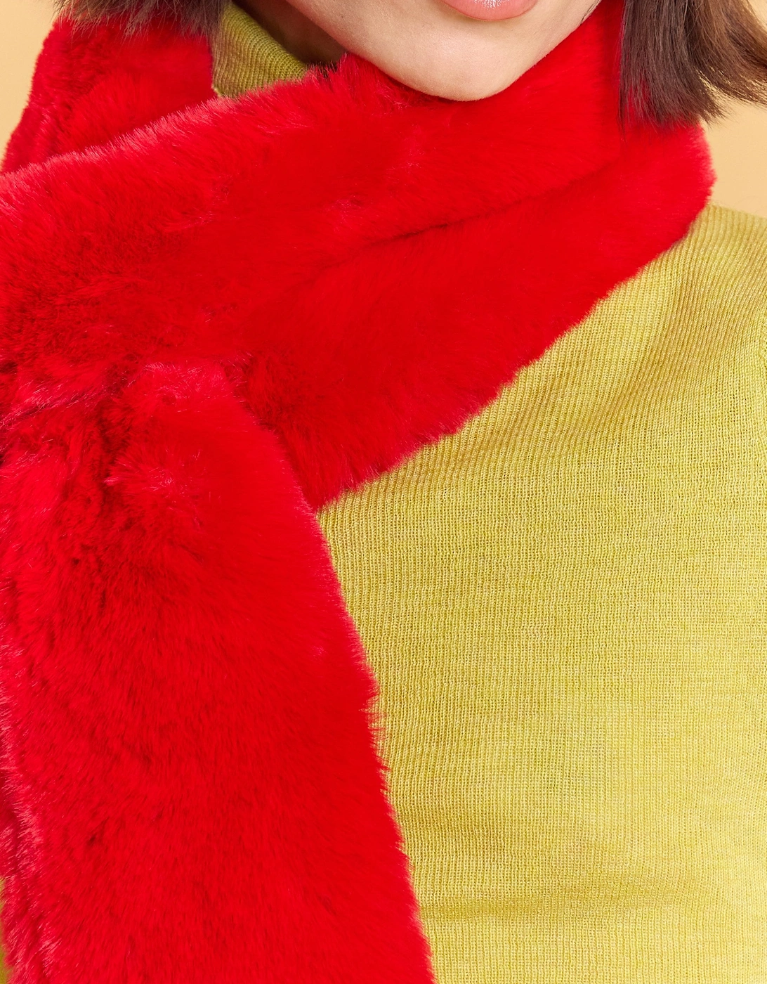 Red Faux Fur Keyhole Scarf, 3 of 2