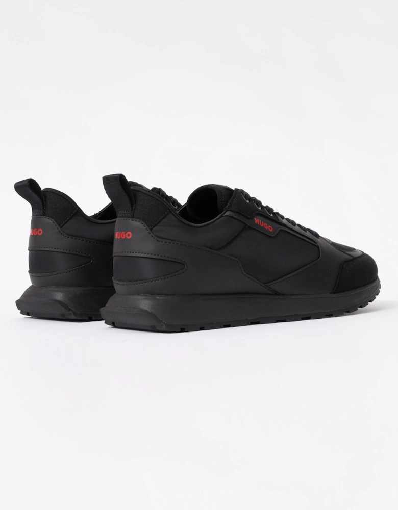 HUGO Icelin Runn Mens Mixed-Material Trainers with Branded Accents - Black 003