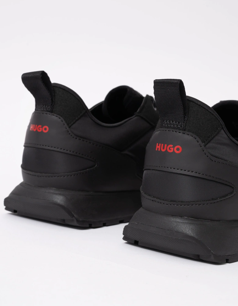 HUGO Icelin Runn Mens Mixed-Material Trainers with Branded Accents - Black 003