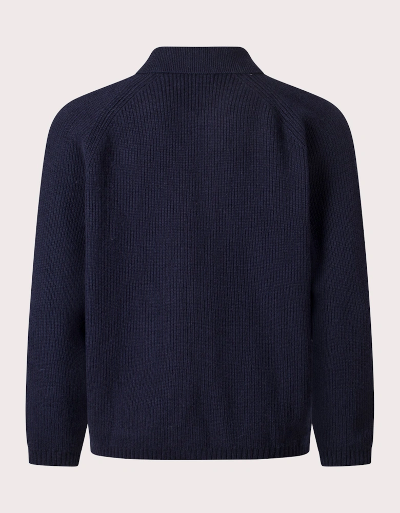Relaxed Fit Wool Zip Cardigan