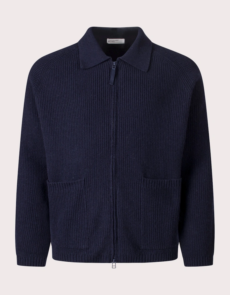 Relaxed Fit Wool Zip Cardigan