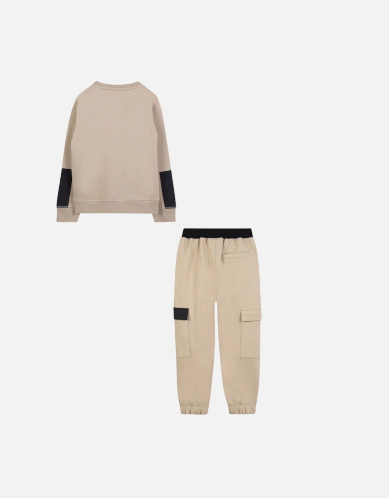 HUGO BOYS BEIGE/BLACK TRACKSUIT G00449/G00477