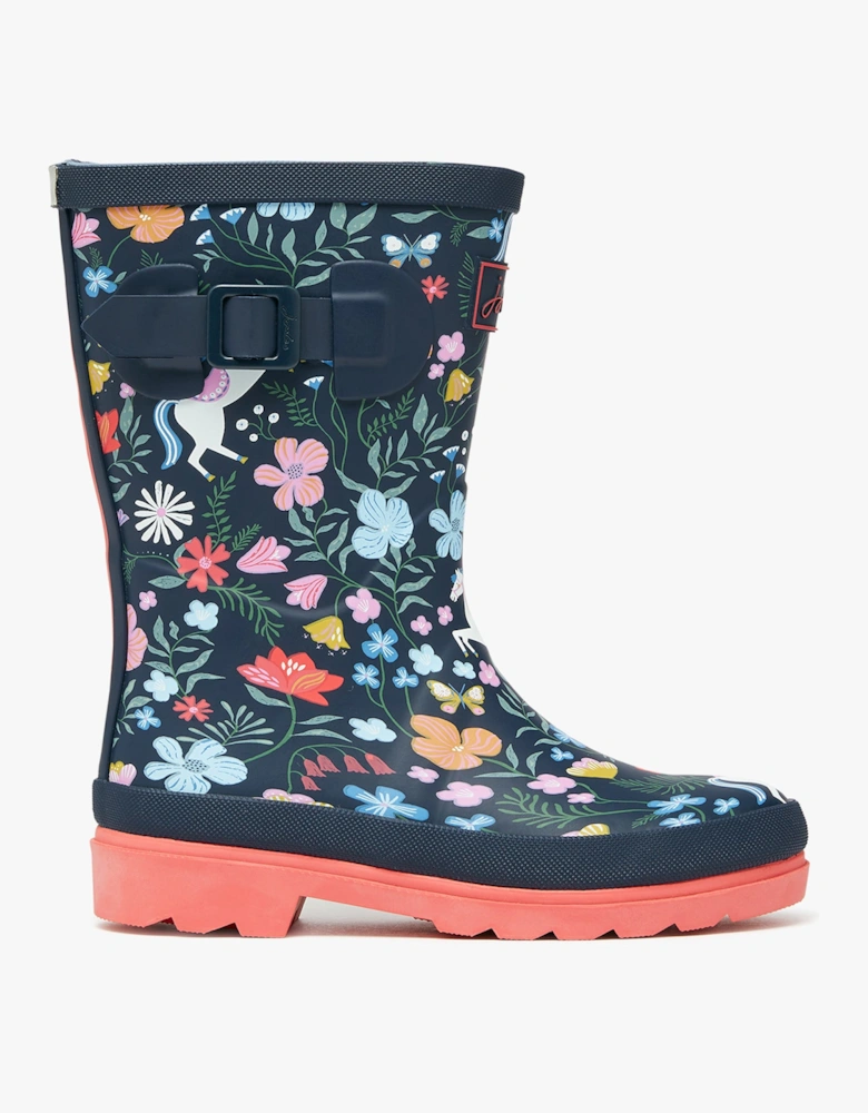 JNR WELLY PRINT Girls Wellies Navy Horse