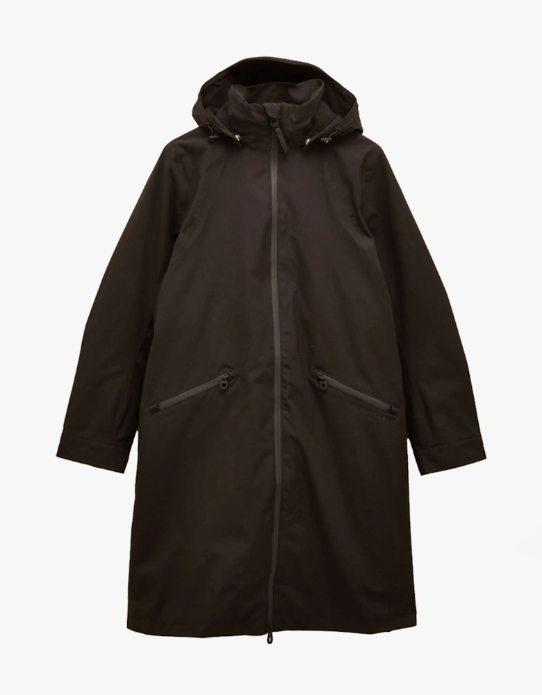 Rainaway Womens Lightweight Waterproof Longline Raincoat with Hood Black