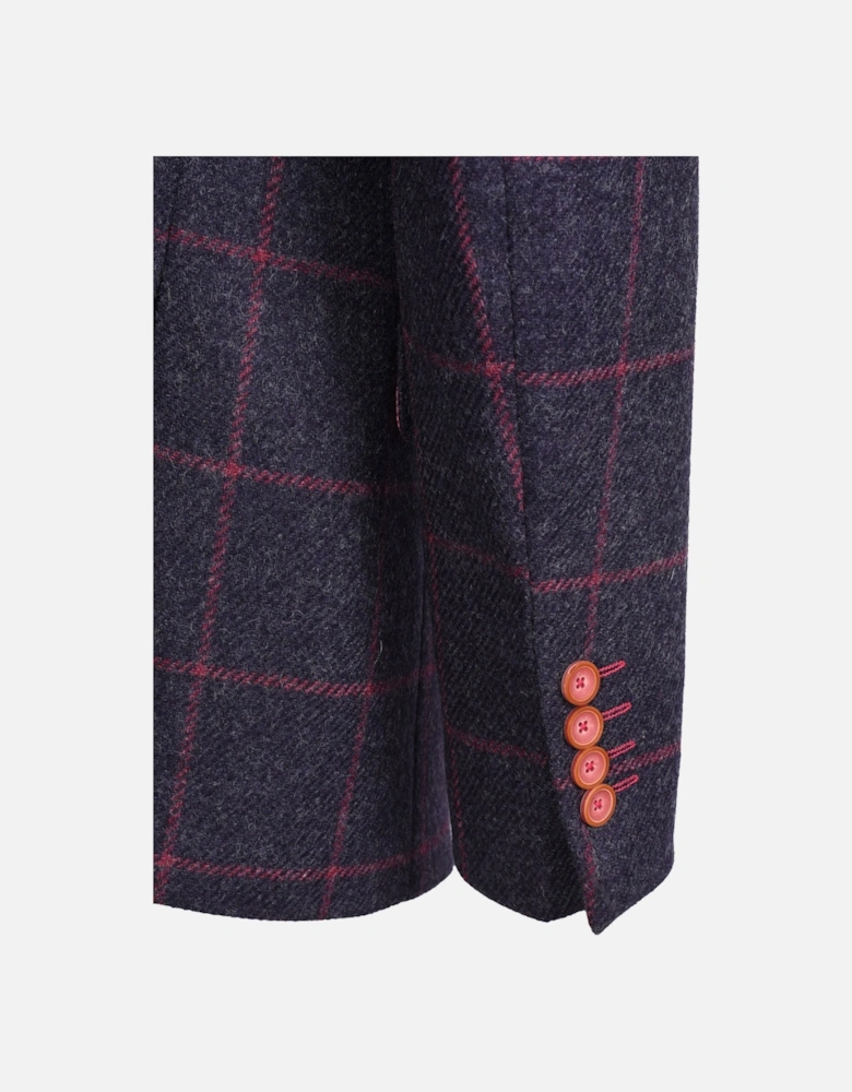 Jacket and Waistcoat Navy/Pink Check