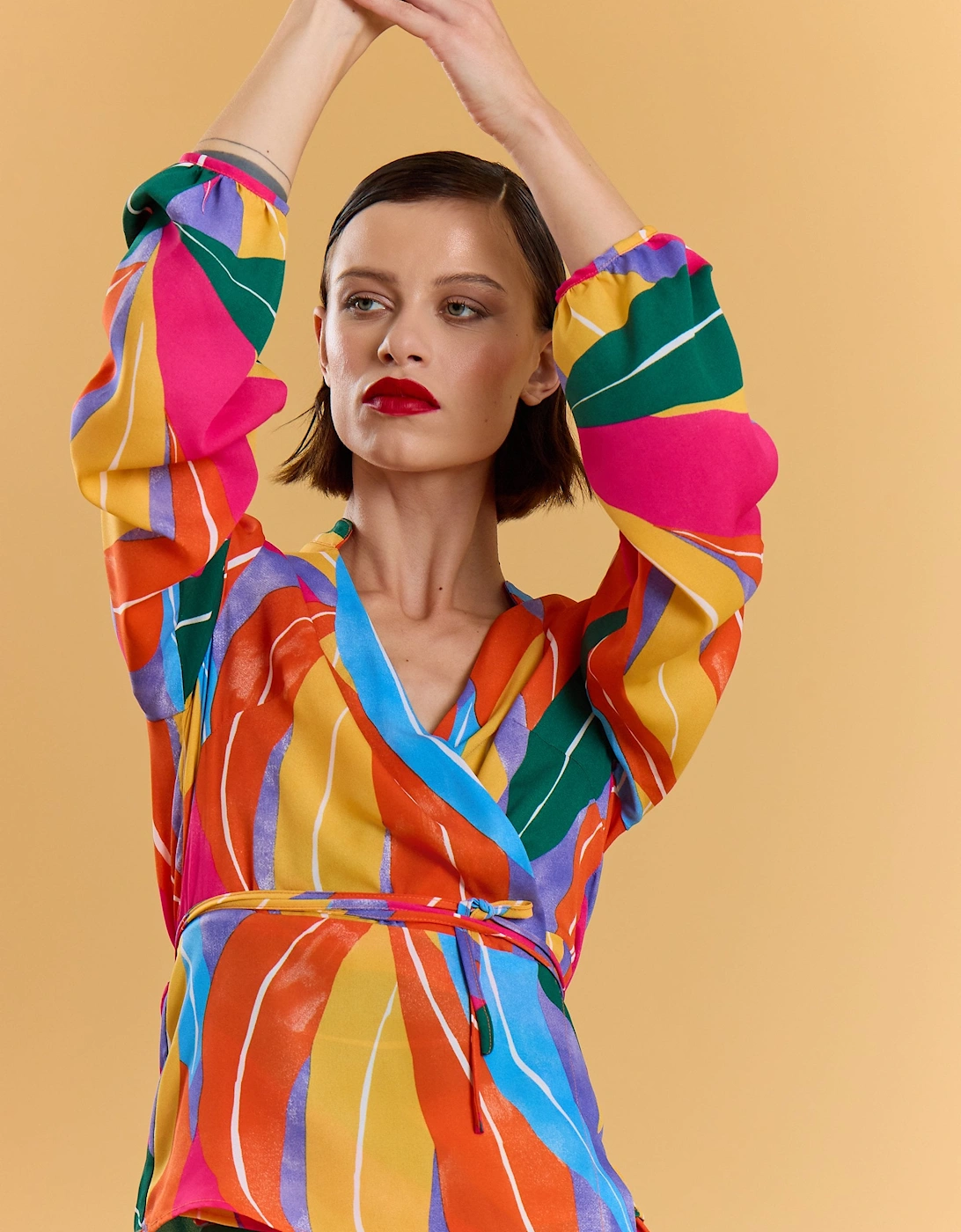 Tencel Blend Multi Print Wrap Shirt, 5 of 4