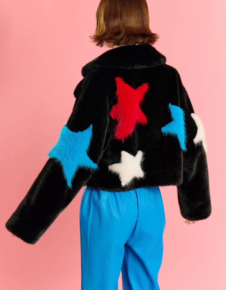 Black Hand Made Five Star Bamboo Blend Faux Fur Jacket