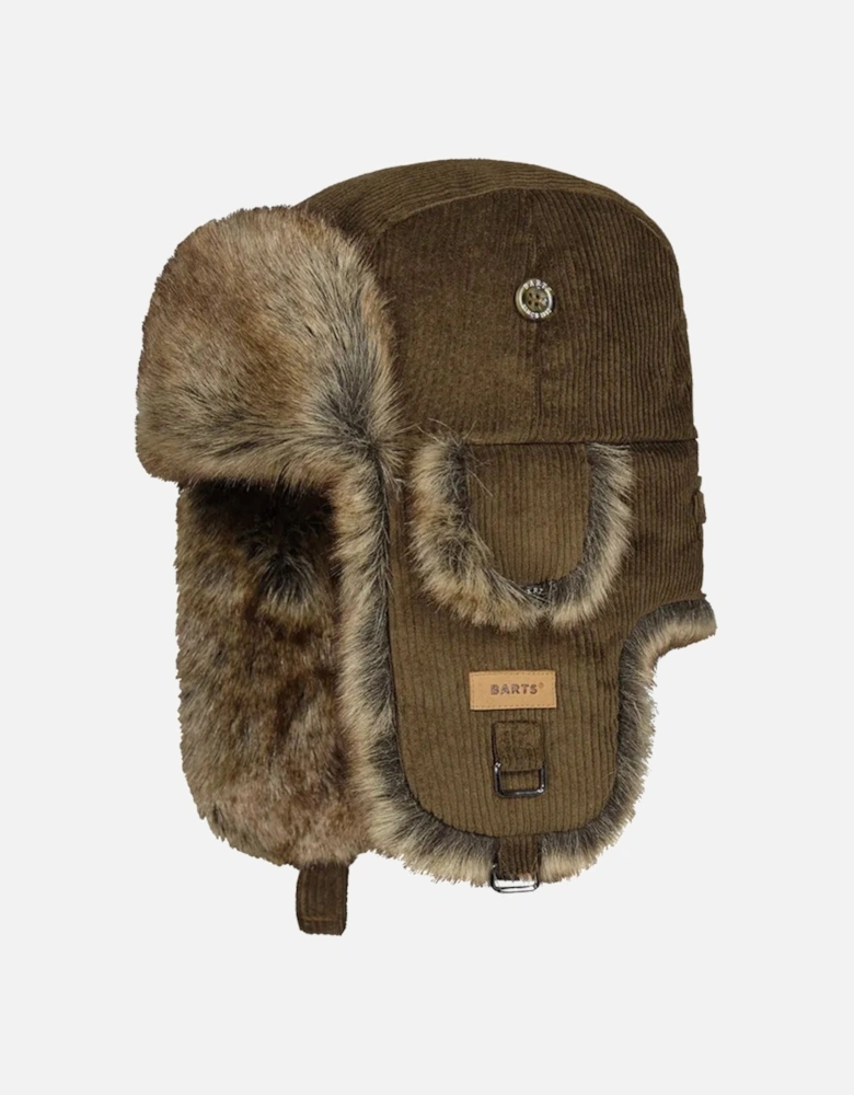 Rib Cord Faux Fur Lining Strap Bomber Hat