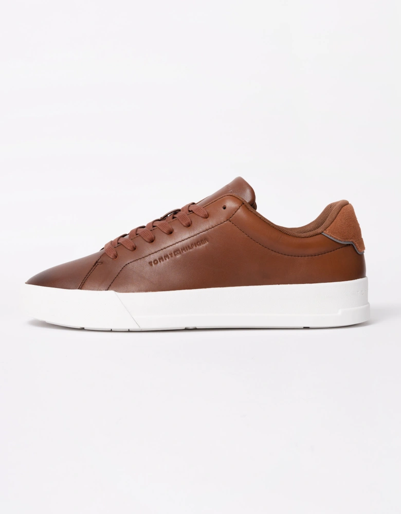 TH Core Leather Mens Court Trainers - Winter Cognac