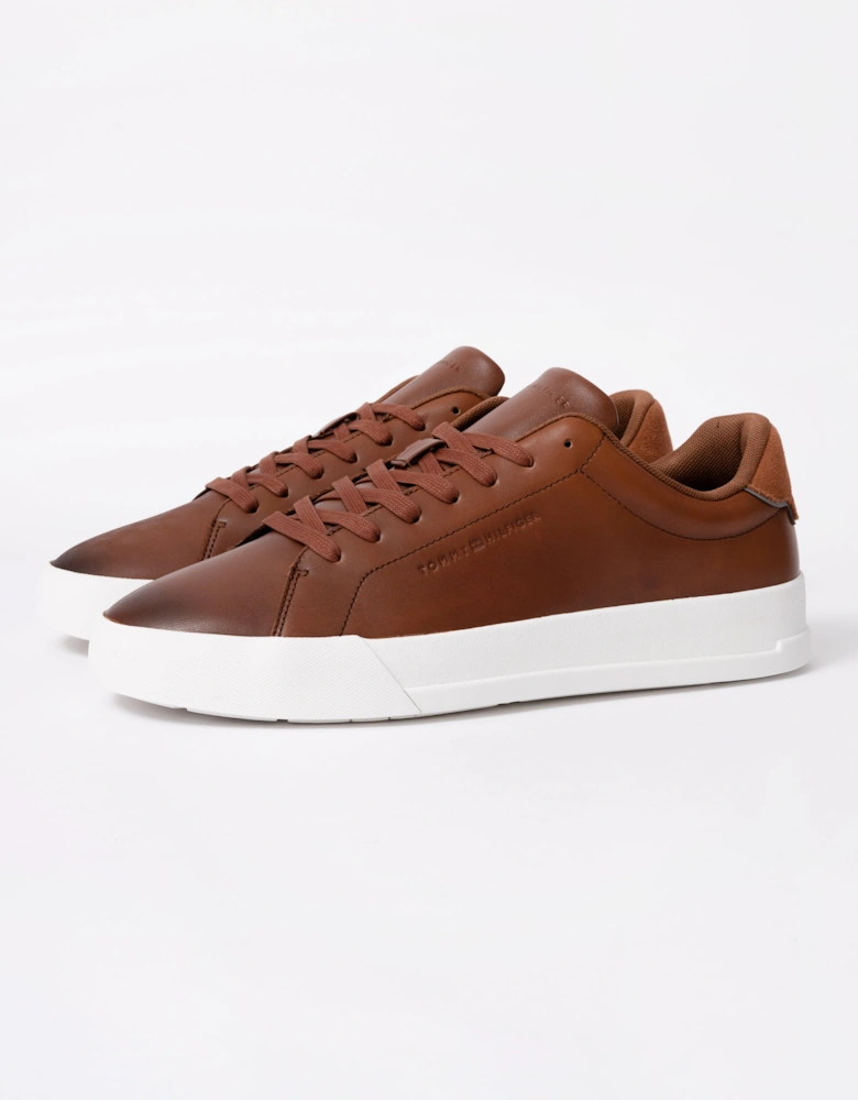 TH Core Leather Mens Court Trainers - Winter Cognac